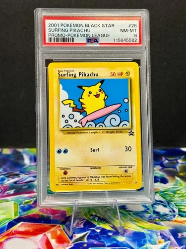 Pokemon - Surfing Pikachu #28 - Wizards Black Star Promo - PSA 8 - Near Mint