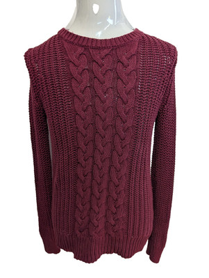 Nautica Pullover Bordeaux Grobstrick Twisted Rundhals Damen S  