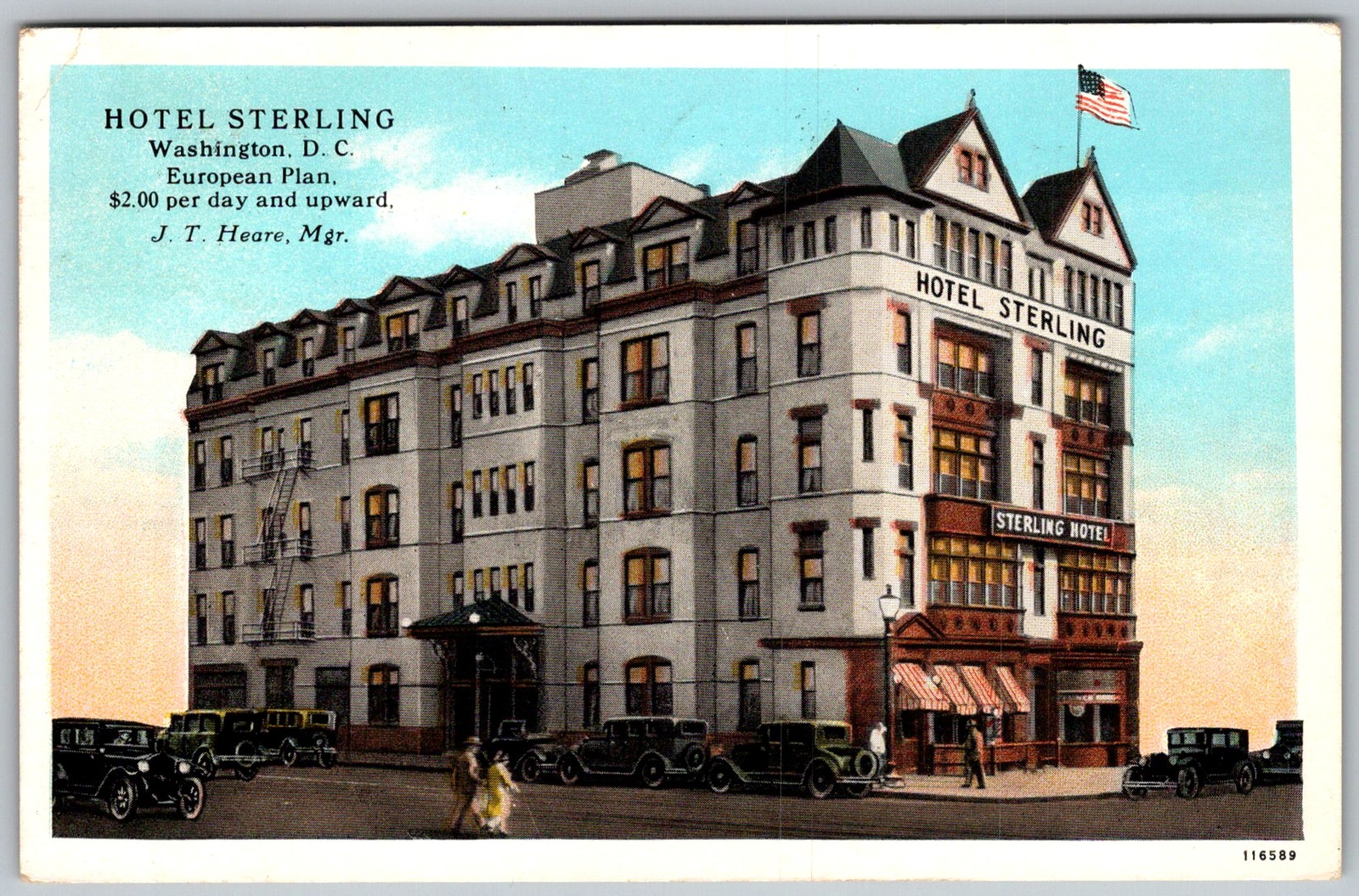 Vtg Postcard Hotel Sterling Exterior Washington, DC 1930s