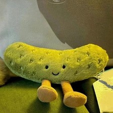 15cm Amusable Green Sour Pickle Plush Toy Cute Collectible Soft Stuffed Doll