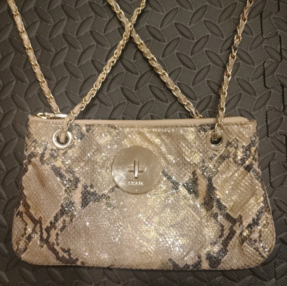 DKNY Metallic Embossed Python Genuine Leather Pur… - image 16