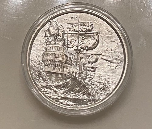 Elemetal Privateer The Storm Ship High Relief 2 Troy Oz .999 Fine Silver Round