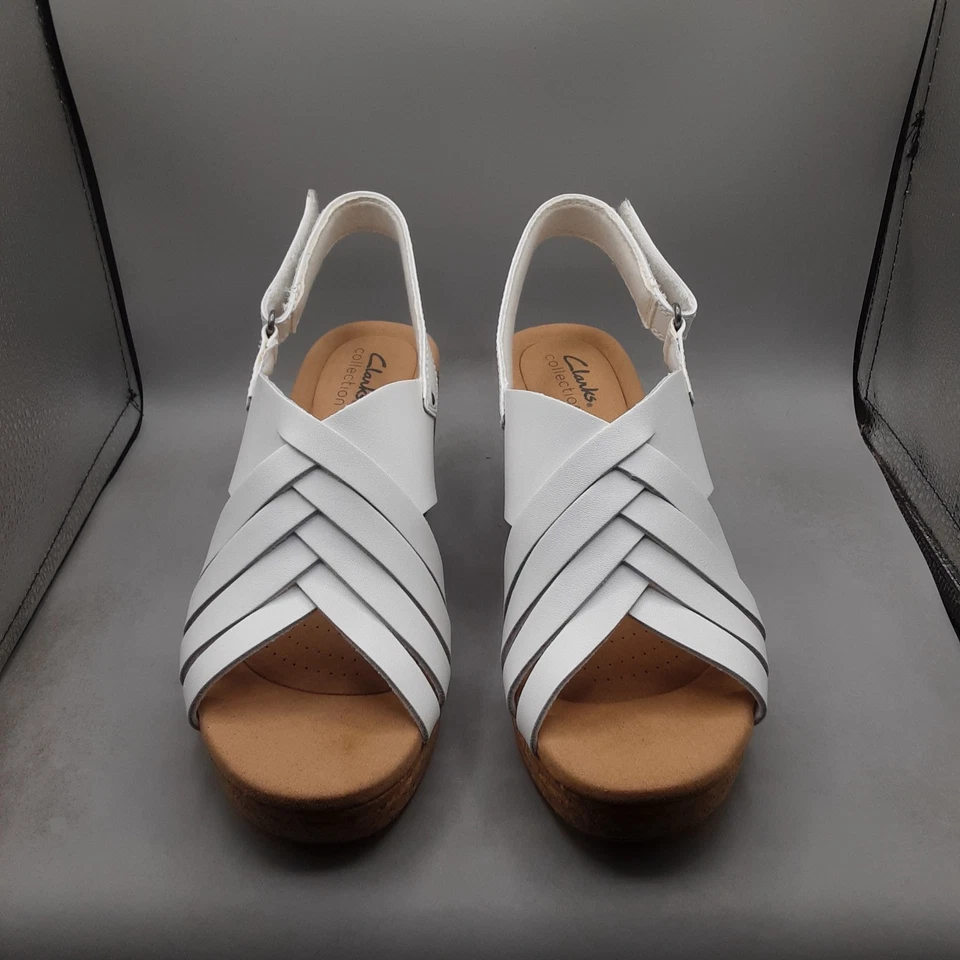 Sandalias Clarks Giselle Glow para mujer 9,5 W cuero blanco con correa A174 Foto 2 de 4