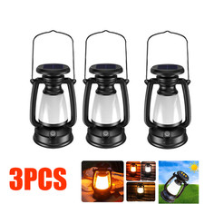 3 Pack Solar Lantern Outdoor Hanging Lights Vintage Led Waterproof Camping Lamps