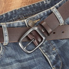 New Belt Men's Classic Leather Jeans Adjustable Casual Trousers Belt Heavy Duty