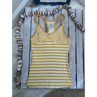 Vintage Y2K So Wear It Declare It Stripe Yellow White Racerback Tank Top Shirt