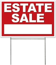 18x12 Inch ESTATE SALE Yard Sign with Stake - rb1s