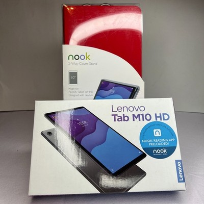Lenovo Tab M10 HD NOOK Edition 10  Tablet + NOOK 2-Way Red Cover Stand Bundle