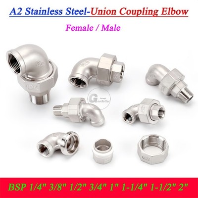 A2 Stainless Steel Union Coupling Connector Elbow Fitting Female/Male BSP1/4''-2''