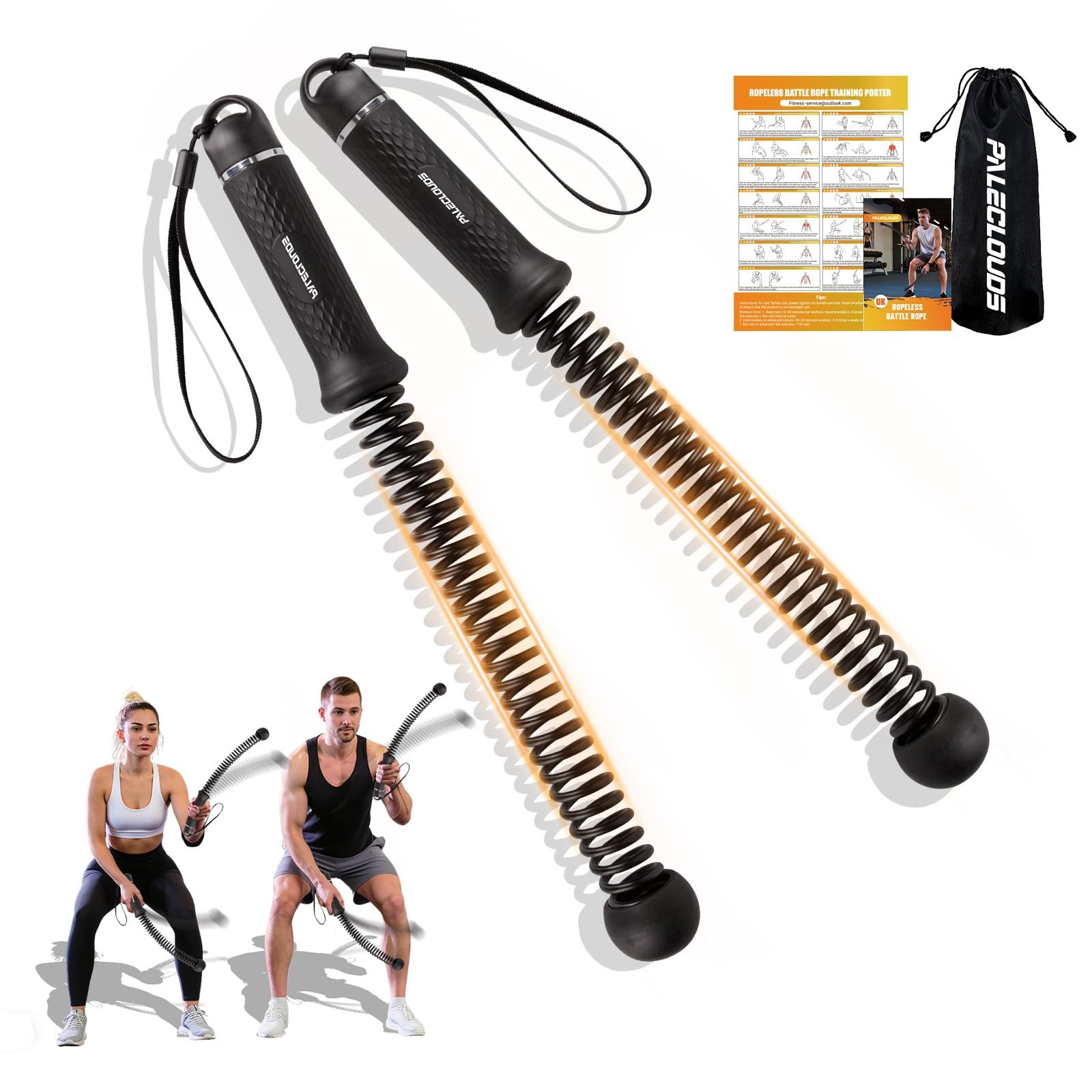 Paleclouds Ropeless Battle Rope, Upgrade Weighted Cordless Battle Ropes with ...