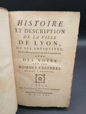 CLAPASSON - Histoire et description de la ville de Lyon - 1761