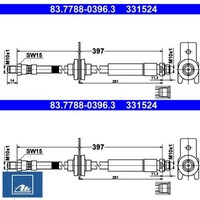 2X Bremsschlauch ATE 83.7788-0396.3 2 BremsschläUche Rechts Links Hinten