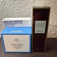 Pack of 3. Terrazen Aqua Cream, 1.01 fl oz UV primer And Brightening Enzyme Mask