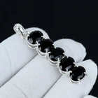 Black Spinel Gemstone Pendant 925 Sterling Silver Handmade Jewelry Wedding Gift