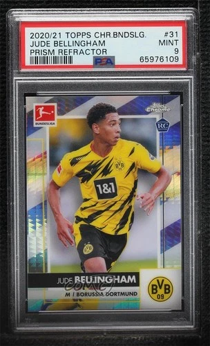 2020 Chrome Bundesliga Prism Refractor 37/199 Jude Bellingham PSA 9 Rookie RC