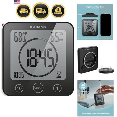 Shower Clock Waterproof Bathroom Timer   Digital Wall Clock with Countdown, M...