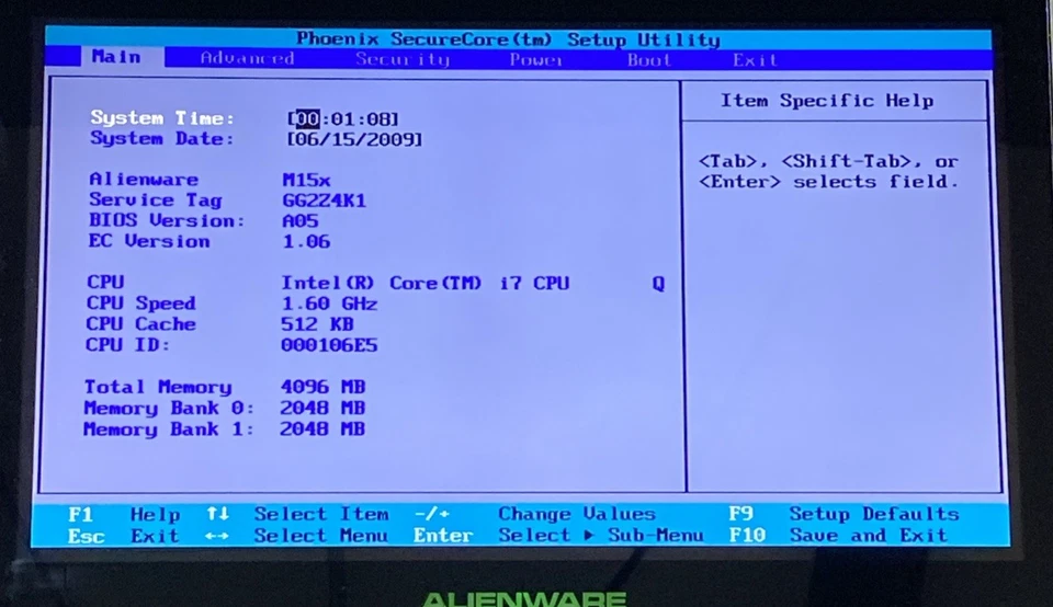 Alienware M15x Intel Core i7-Q720 1.6GHz 4GB RAM 15.6" No HDD No OS - Image 3 of 4