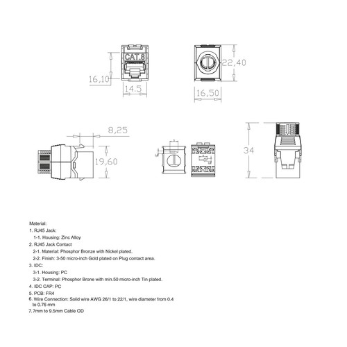 ProfiPatch RJ45 Keystone Modul STP Cat.8.1 2000Mhz 40 Gbit vollgeschirmt - Afbeelding 10 van 46