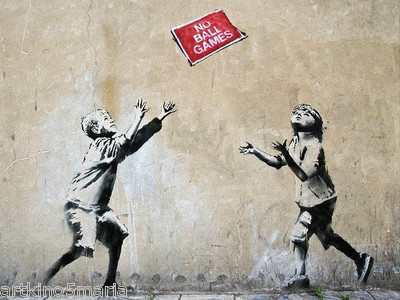 BANKSY NO BALL GAMES GRAFFITI ART GICLEE PRINT FINE CANVAS