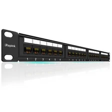 Patch Panel 24 Port Cat6 10G Support Network 19-Inch 1U Wallmount UTP