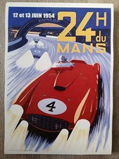 AFFICHE POSTER - COURSE AUTOMOBILE 24 HEURES DU MANS 1954  - 30x40 cm