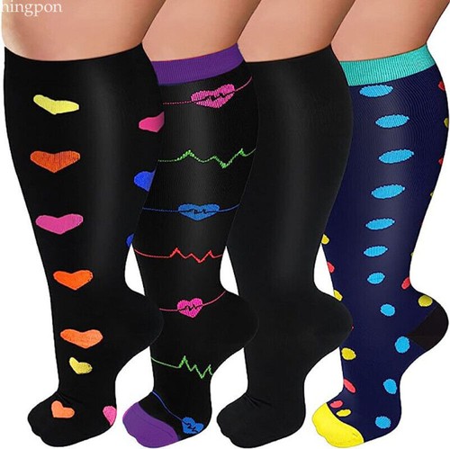 Women Men Plus Size Medical Compression Socks Wide Calf Leg 20-30 mmHg 2XL-6XL - Picture 2 of 25
