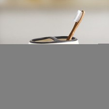 2 Slots Boho Chic Toothbrush Toothpaste Holder Black Ceramic Adult Bathroom Home