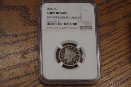 1886 Liberty Head V Nickel 5c NGC Good Details, Environmental Damage, RARE COIN!