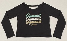 Justice Girls Long Sleeve Top Black Gymnast Large 12-14 NWOT 952A