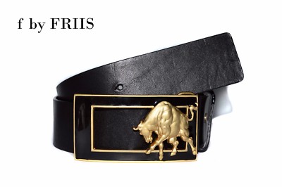 Gürtel by Friis *FX25011 enamel belt black* el Torro- Stier Schnalle 4,3cm breit