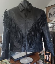 Womens Silver Bike Genuine Leather Fringed Motorcycle Jacket Xl Quilted Lining