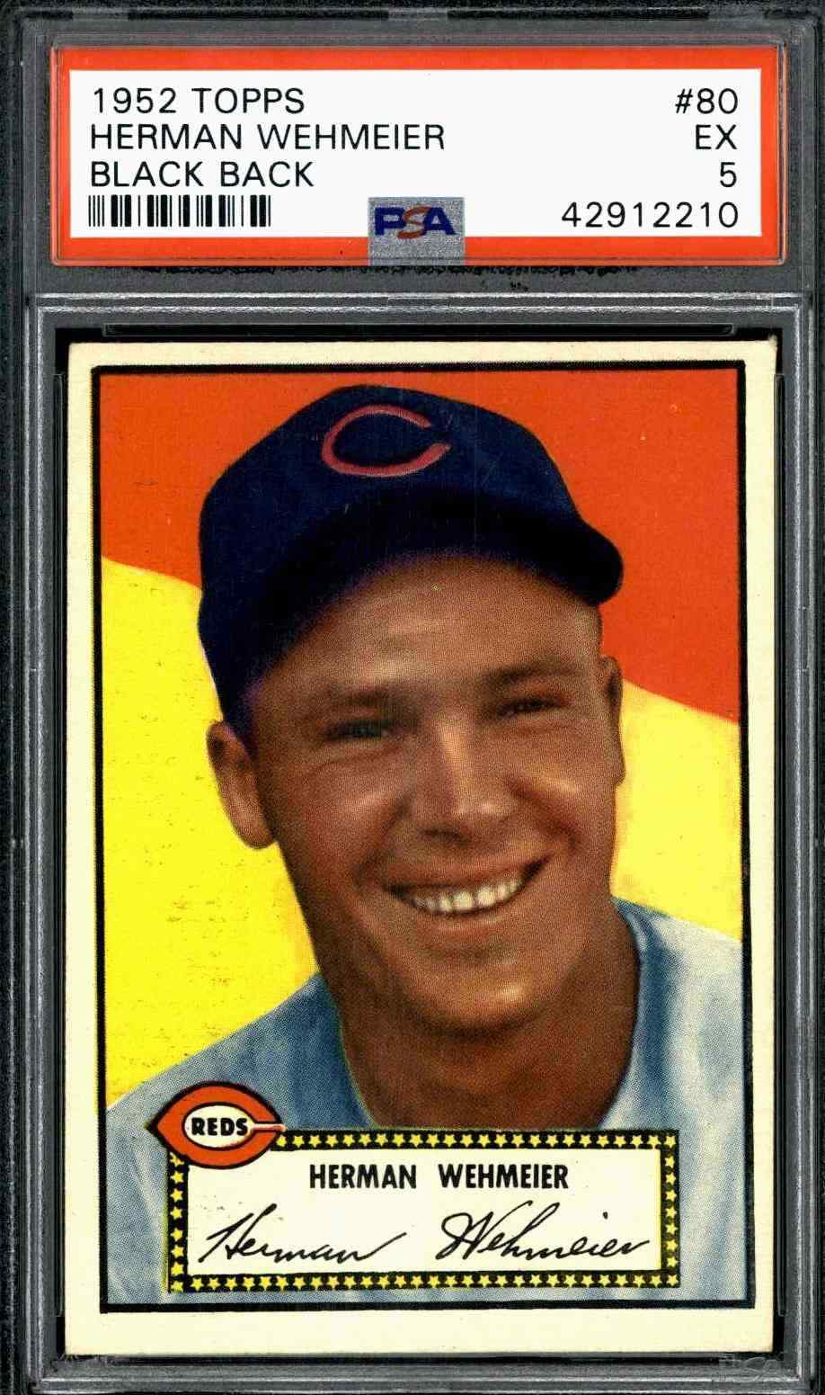 1952 Topps #80 Herman Wehmeier - PSA 5 (Black Back) High End