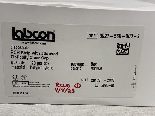 (120/Packung) LABCON PP PCR Thermocycler Röhrchenstreifen mit angebrachten optisch klaren Kappen - Bild 2 von 4