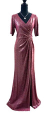 Adrianna Papell Womens Isabelle Sequin Gown Wine Sleeveless Size 6