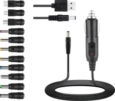 Universal 12V Car Charger(Max 10A) + 5V DC Power Cable,With 11 Connectors for