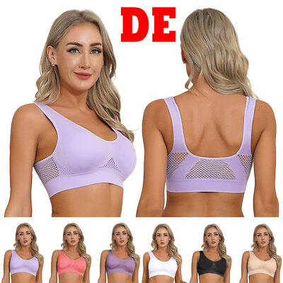 DE Damen Bra Sport BH Bügel Push Up Bustier Fitness Laufen Tops Oberteil S~6XL