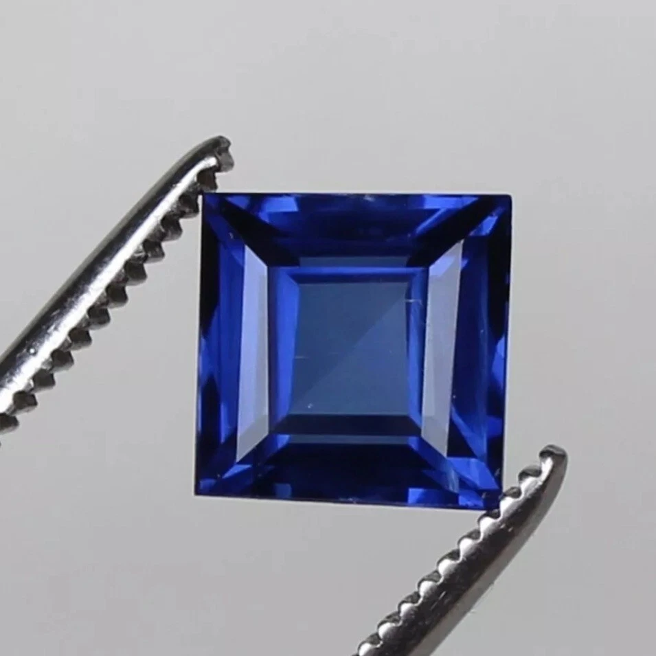 Zafiro azul natural Ceilán aciano 3,80 quilates cuadrado suelto piedra preciosa certificada Foto 4 de 4
