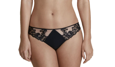 String Simone Perele Saga Bicolore Noir Et Beige Taille 4 (FR42/44) - Neuf Avec étiquettes
