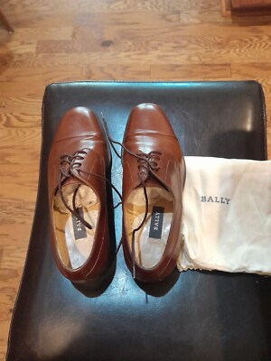Bally London 712 Size 8d Classic Brown Leather Cap-Toe Oxford Dress Shoes Bally Dress Shoes Mens Size 8 D Brown Rogers Style Flex Cap  main image 4