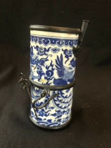 Old kangxi marked blue and white Porcelain with bronze Incense Burner