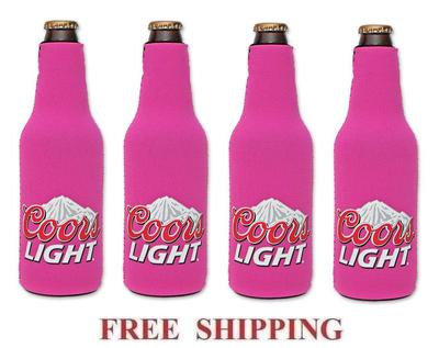 COORS LIGHT MOUNTAINS 4 BEER BOTTLE SUIT COOLERS KOOZIE COOLIE HUGGIE PINK NEW