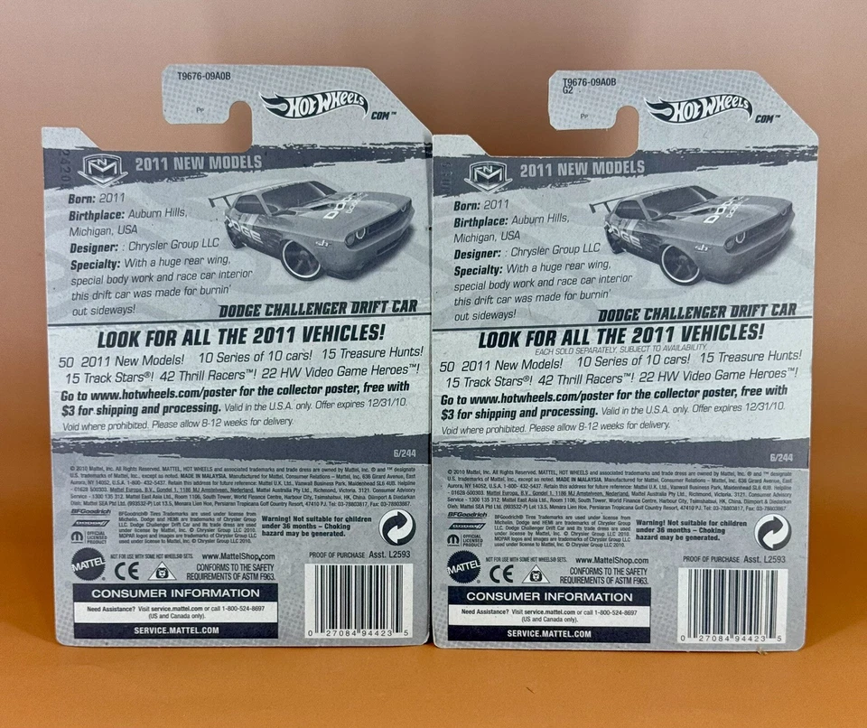 Hot Wheels 2011 New Models DODGE CHALLENGE DRIFT CAR 6/50 Candy&Rusty Reds w/o5b - Image 2 of 4
