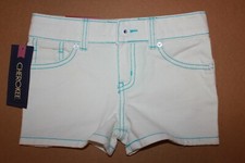 Cherokee Colored Denim Shorts White Blue Trim Girl's Size XS 4-5 NWT