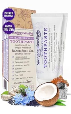 Fluoride Free Toothpaste for Sensitive Teeth & Gum Fresh Breath Helps Dry Mou...