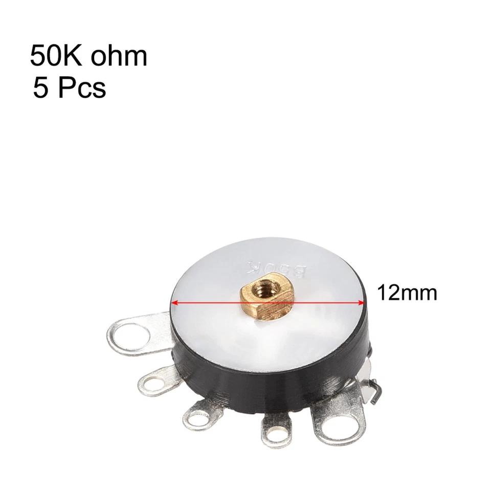 5 Stück Rad Duplex Potentiometer mit Schalter 20K Ohm Widerstand Single Turn - Bild 2 von 3