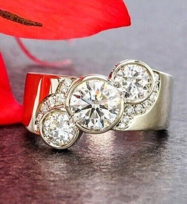 2.50 Ct Round Cut Simulated Diamond Wedding Band Ring 14K White Gold ...