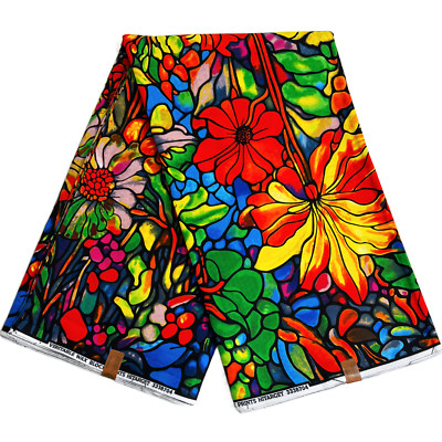 Afrikanischer Stoff Blumenmuster Ankara Yards 100% Baumwolle grün rot Nähstoff