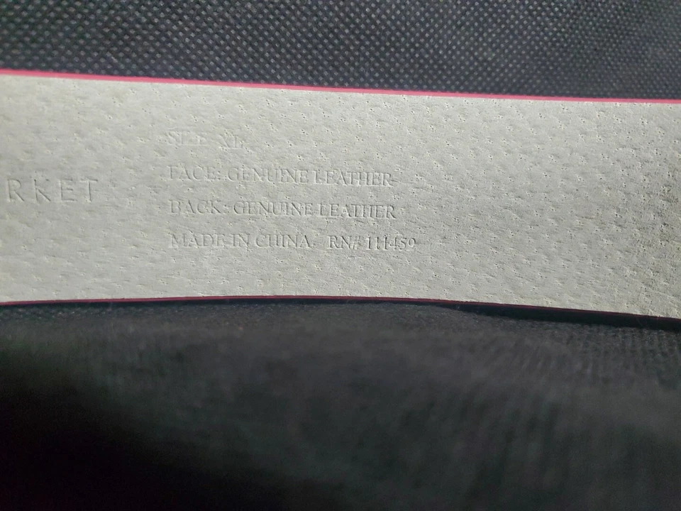 Cinturón Casa Blanca Mercado Negro Cuero Gamuza Rosa Talla XL Negro Hebilla 42.5" Largo * Foto 4 de 4