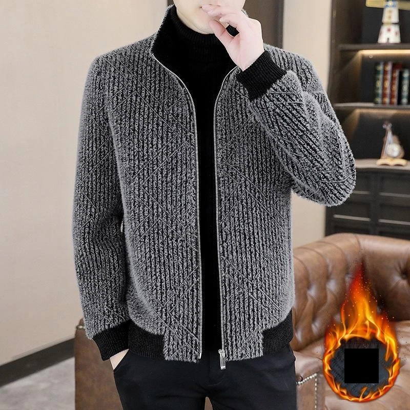Mens Winter Stand Collar Woolen Jacket Full Zip Loose Coat Fashion Overcoat New
