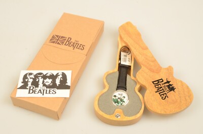 NEW Vintage Beatles Apple Corps 1 of 3 Watch in Wooden Guitar Case Needs Battery